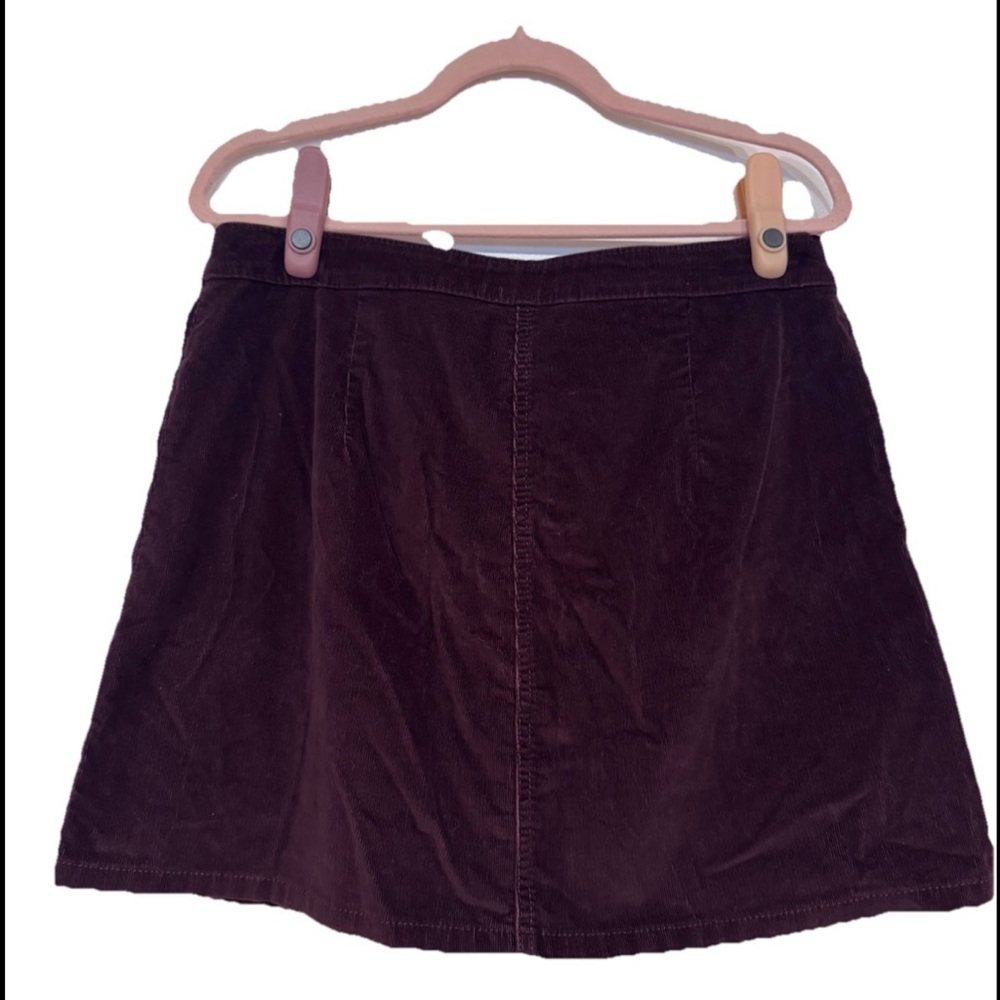 Express Button-Front Corduroy deep purple 98% Cotton mini skirt - Picture 2 of 4